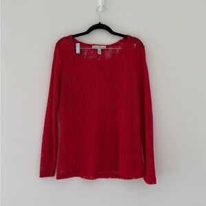 Red Lace Long Sleeve Top